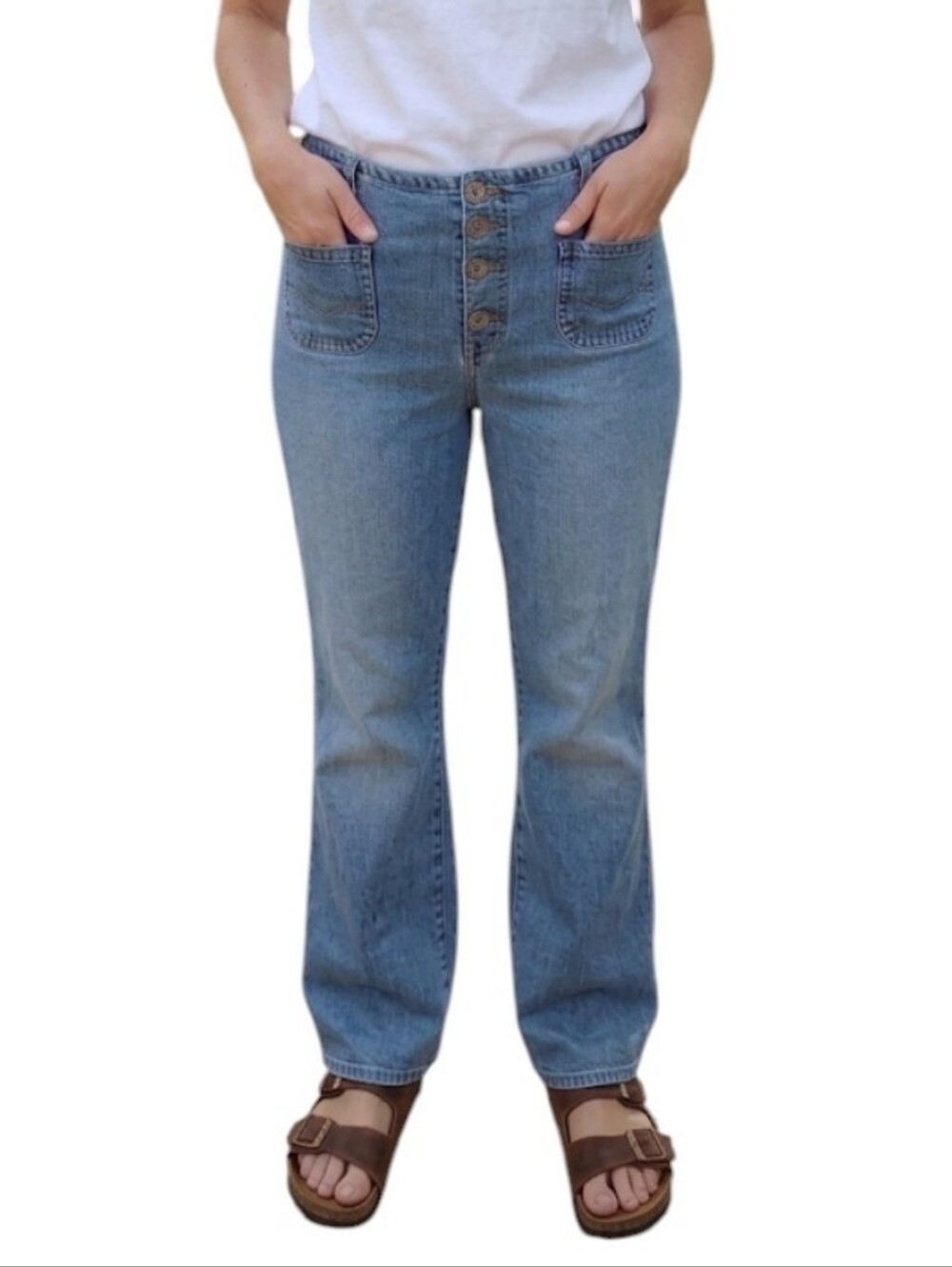 Vintage Hydraulic Light Blue Wash Button Fly Straight-Leg High-Rise Jeans